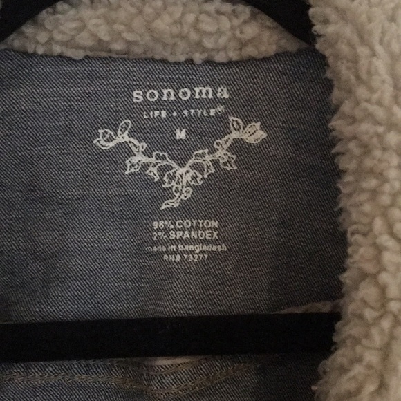 Shearling Collared Denim Jacket - Picture 3 of 6